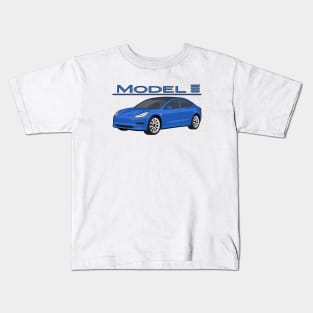 Model 3 Car electric vehicle blue Kids T-Shirt